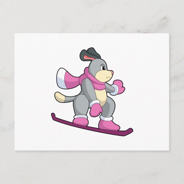 Carte Postale Chien en tant que snowboardeur avec son snowboard (Devant)
