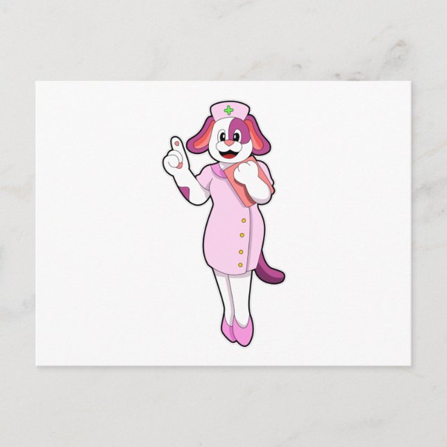 Carte Postale Chien en tant qu'infirmière (Devant)