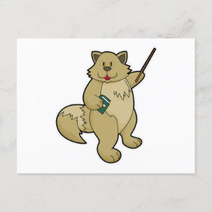 Carte Postale Chien enseignant avec livre et pointeur