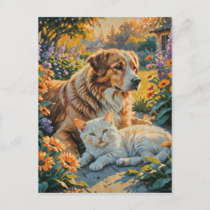 Carte Postale Chien et Chat
