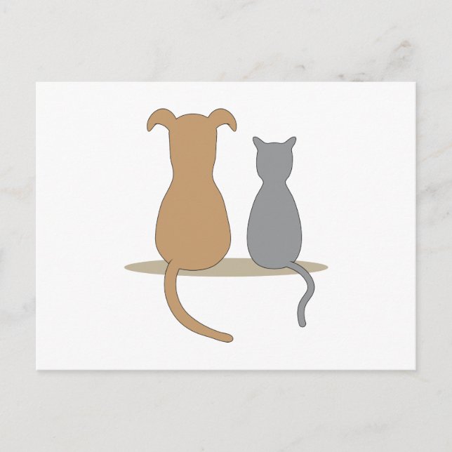 Carte Postale Chien et chat (Devant)