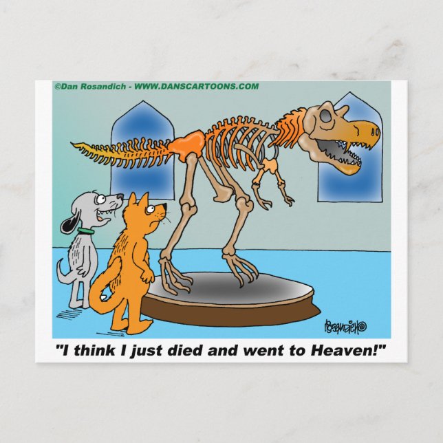 Carte Postale Chien Et Chat En Musée Voir Dinosaur Skeleton (Devant)