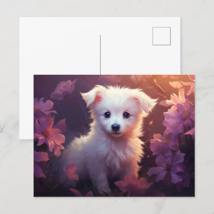 Carte postale Chien Fleur 3