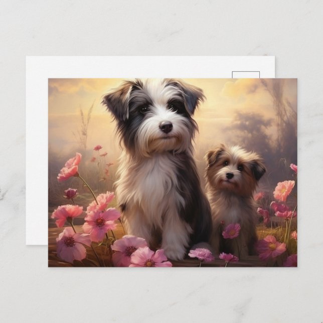 Carte Postale Chien Fleurissant (Devant / Derrière)