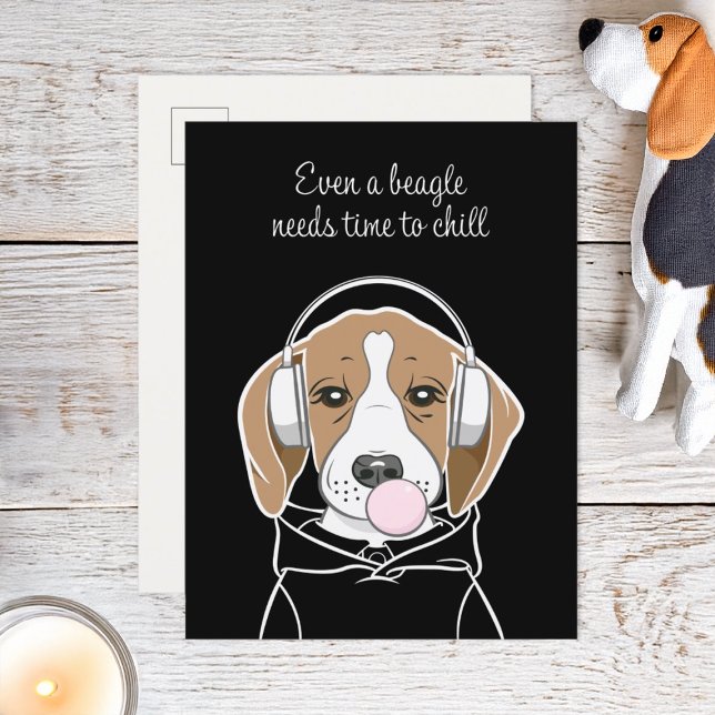 Carte Postale Chien frais avec Bubblegum mignon Beagle amusant (Créateur téléchargé)