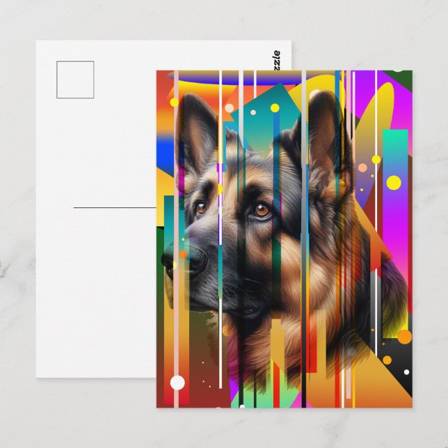 Carte Postale Chien Géométrique Moderne   (Devant / Derrière)