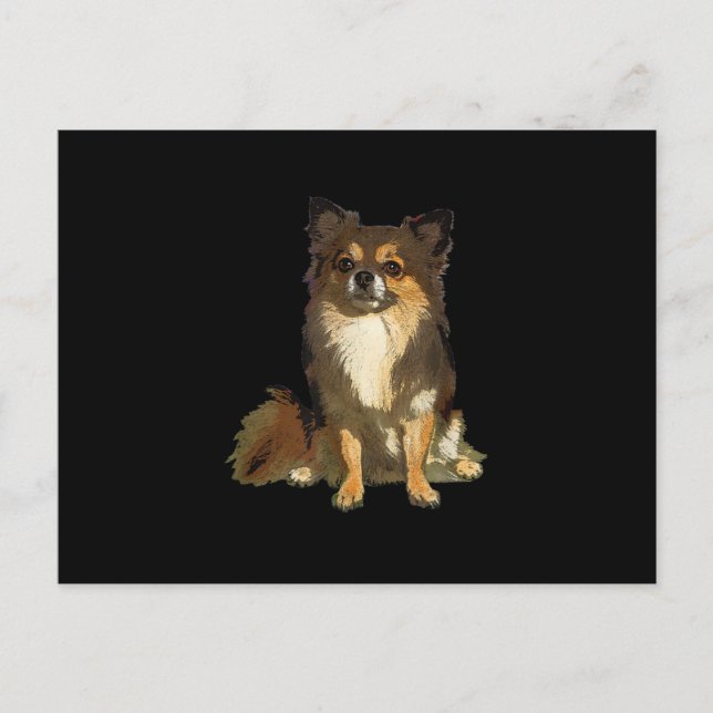 Carte Postale Chien graphique long Haired Chihuahua mignon (Devant)