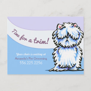 Carte Postale Chien Groomer Shabby Westie Rappel de rendez-vous
