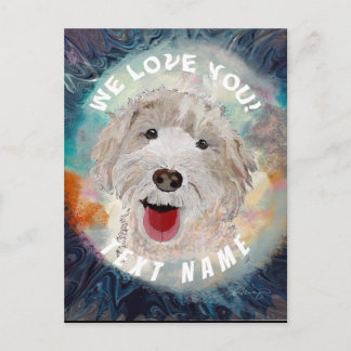 Carte Postale Chien heureux, Labradoodle souriant