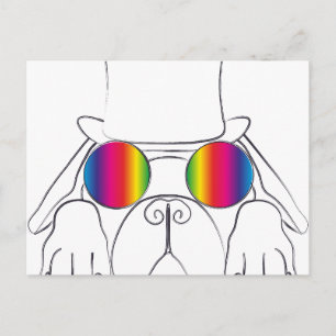 Carte Postale Chien hippie arc-en-ciel