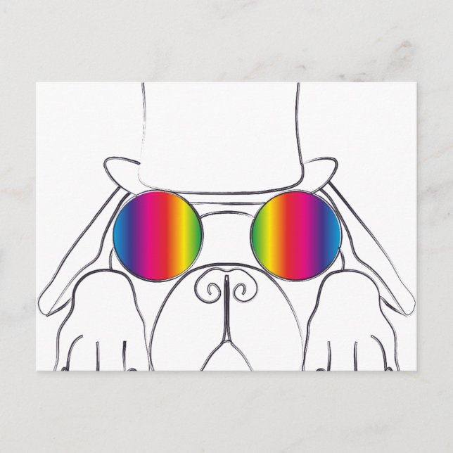 Carte Postale Chien hippie arc-en-ciel (Devant)