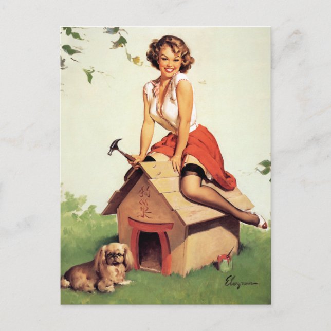 Carte Postale Chien House Pin Up (Devant)