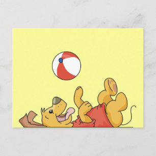 Carte Postale Chien jouant avec des T-shirts et des cadeaux de