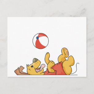 Carte Postale Chien jouant avec des tee-shirts et des cadeaux de