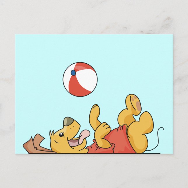 Carte Postale Chien jouant avec des tee-shirts et des cadeaux de (Devant)