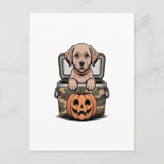 Carte Postale Chien Labrador Brun Halloween Effrayant (Devant)