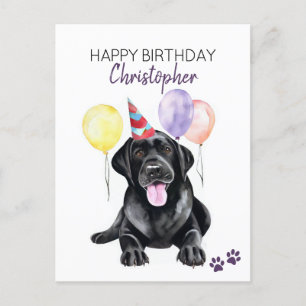 Carte Postale Chien Labrador Noir Joyeux Anniversaire Personnali