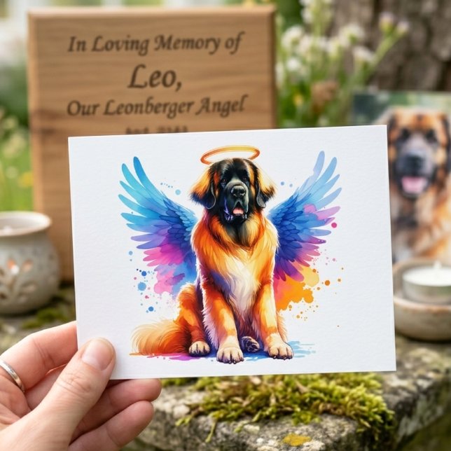 Carte Postale Chien Léonbergre Ange à l'aquarelle (leonberger angel postcard)