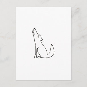Carte Postale Chien loup de coyote hurler - amusant dessin de li