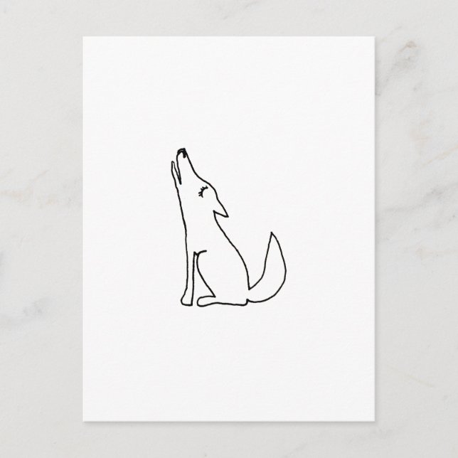 Carte Postale Chien loup de coyote hurler - amusant dessin de li (Devant)