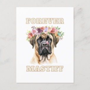 Carte Postale Chien mastiff anglais mignon et drôle avec des fle