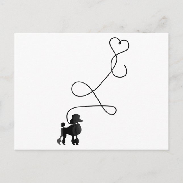 Carte Postale Chien mignon Poodle Coeur (Devant)