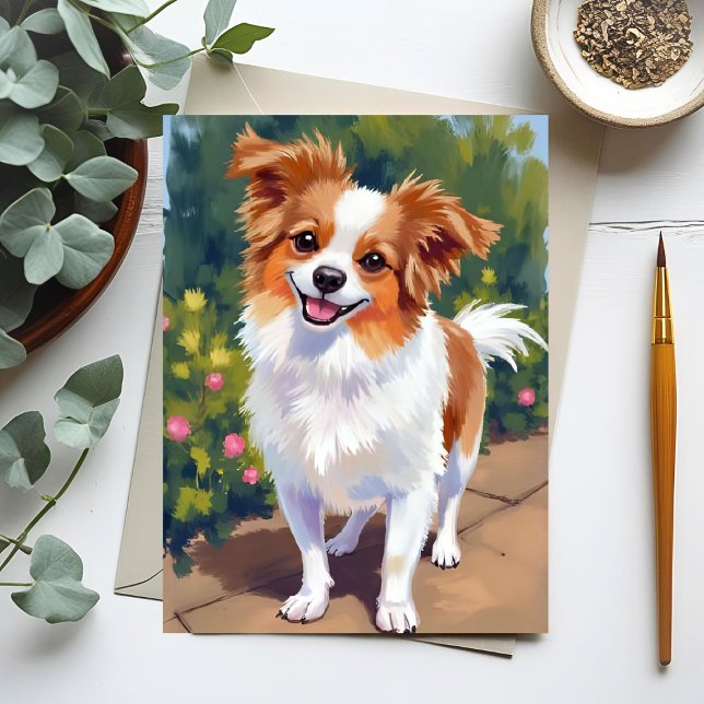 Carte Postale Chien Papillon | Peinture Aquarelle de Compagnon (Créateur téléchargé)