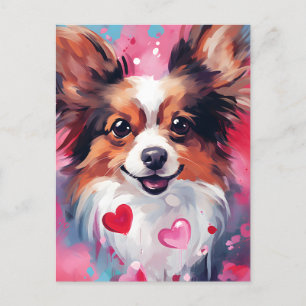Carte Postale Chien Papillon Saint-Valentin