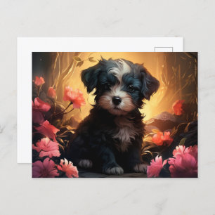 Carte Postale Chien Parfumé aux Fleurs