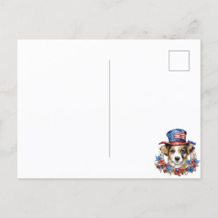 Carte Postale Chien patriote 4 juillet Fête de l'Indépendance de