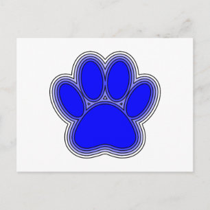 Carte Postale Chien Paw En Bleu Avec Contours