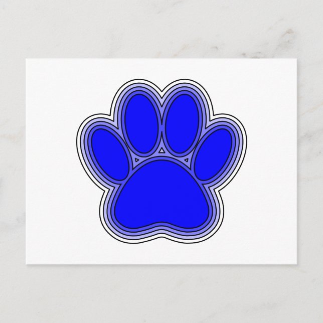 Carte Postale Chien Paw En Bleu Avec Contours (Devant)