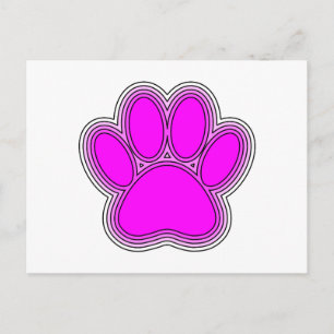 Carte Postale Chien Paw En Rose Avec Des Contours