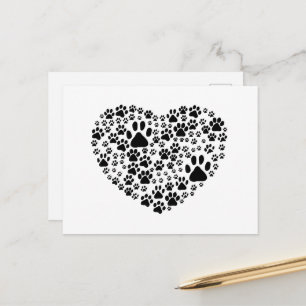 Carte Postale Chien Paws, Chiot Paws, Animal Paws, Coeur, Animal