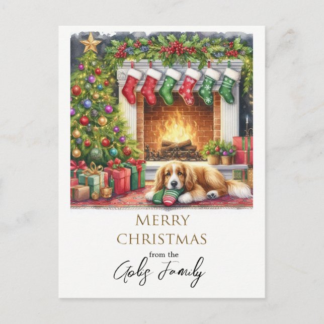 Carte Postale Chien personnalisé pour les fêtes de Noël (Devant)