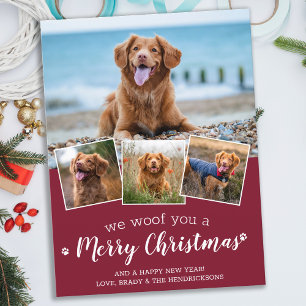 Carte Postale Chien Pet Photo Collage We Woof You Joyeux Noël