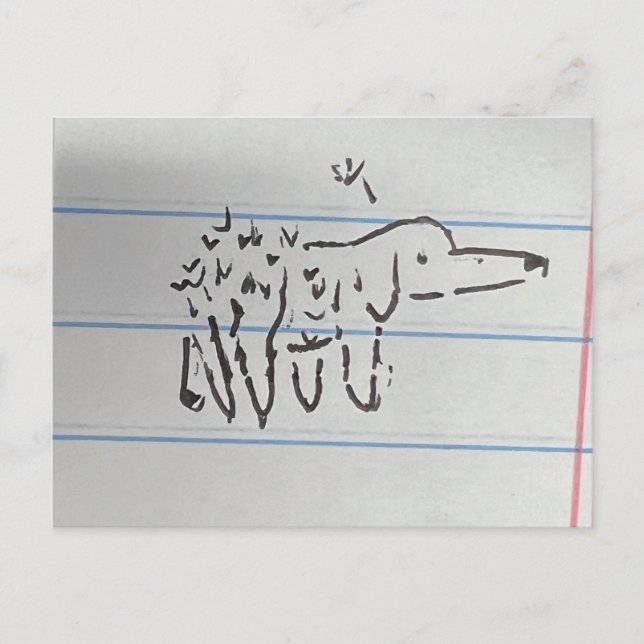 Carte Postale Chien pissenlit (Devant)