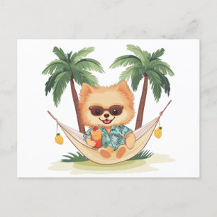 Carte Postale Chien Poméranien Dans Une Chemise Hawaïenne Hammoc