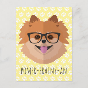 Carte Postale Chien Poméranien En Verres Nerd   POMER-BRAINY-AN