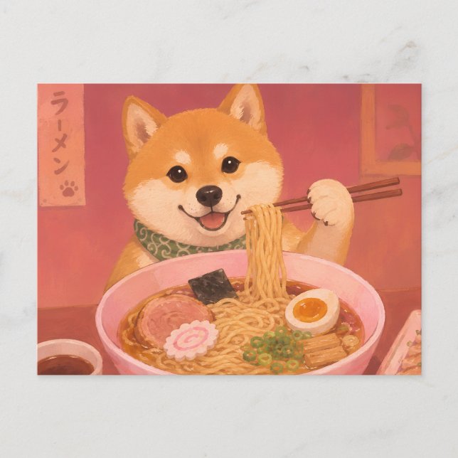 Carte Postale chien ramen (Devant)