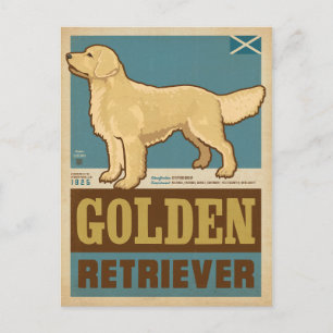 Carte Postale Chien Retriever doré Vintage Classique