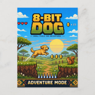 Carte Postale Chien, Rétro Pixel Art 8-Bit