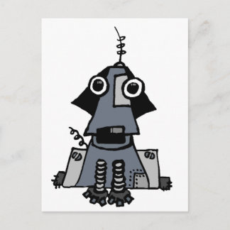 Carte Postale Chien robot gris