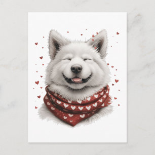 Carte Postale Chien Samoyède de la Saint-Valentin