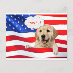 Carte Postale chien sur drapeau pour entreprise merci