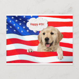 Carte Postale chien sur le drapeau pour affaires merci