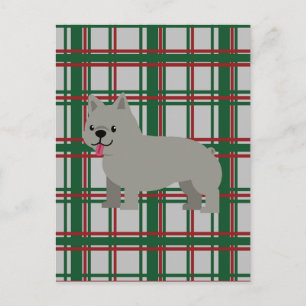 Carte Postale Chien-taureau français gris, Jeu de Noël