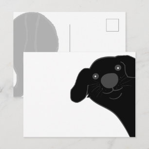 Carte Postale Chien Terre-Neuve Noir Qui Regarde Dessin Animé
