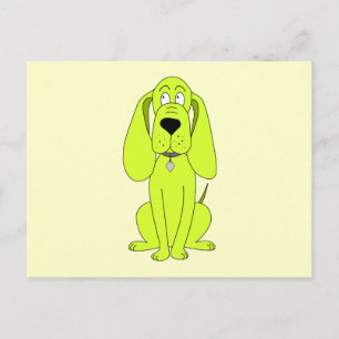 Carte Postale Chien vert de chaux. Caricature à la main mignonne