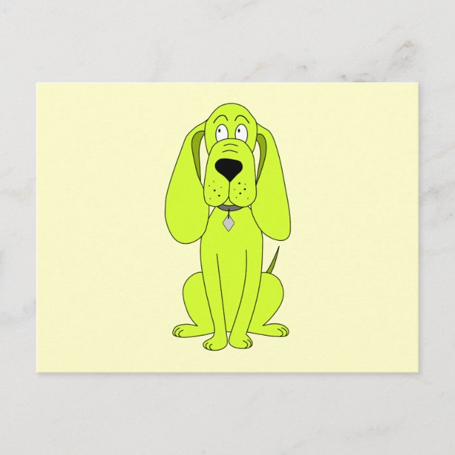 Carte Postale Chien vert de chaux. Caricature à la main mignonne (Devant)